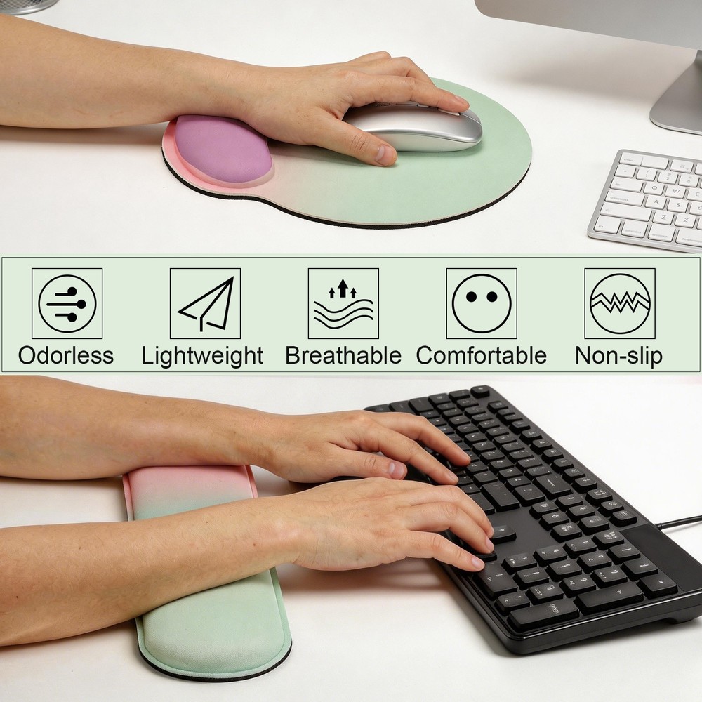 Ergonomic Wrist Rest Set, Mouse Pad with Wrist, Apricot