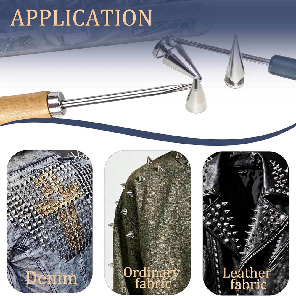 DIY Leather Jacket Spikes and Studs Kit 455PCS Cone Square Dome with Tools