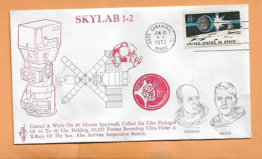 SKYLAB 1-2 CONRAD & WEITZ SPACE WALK JUN 19,1973  CAPE  + ORBIT SPACE COVER