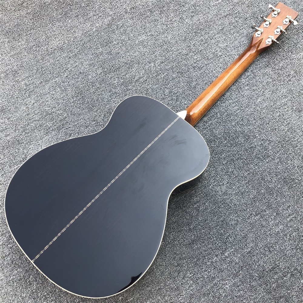 Yellow Solid Spruce 40 Inche OM Type Acoustic Guitar Fishbone Ebony Fingerboard
