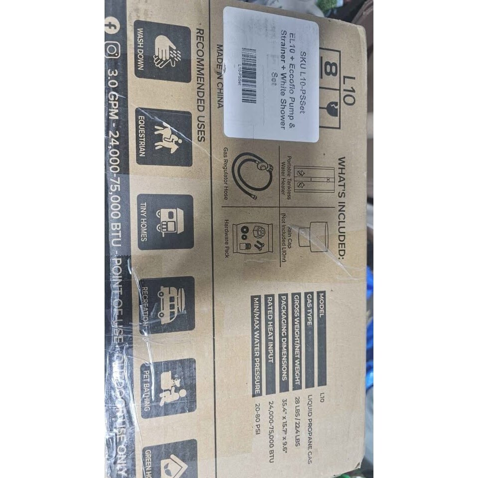 Eccotemp portable tankless water heater and water pump for off-grid use