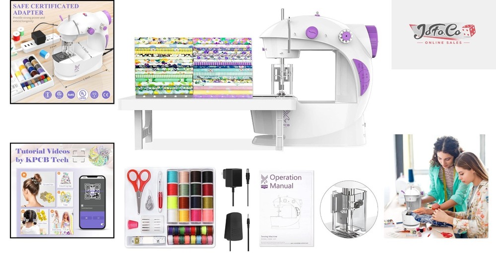 Compact Beginner Sewing Machine with Accessories, Finger Guard & Extension Table