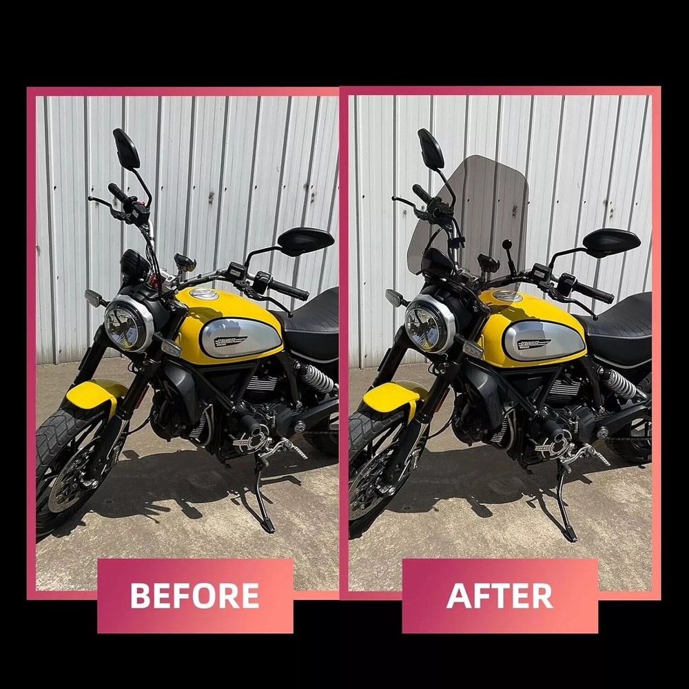 15'' Motorcycle Front Windshield Smoke Windscreen Universal For Harley