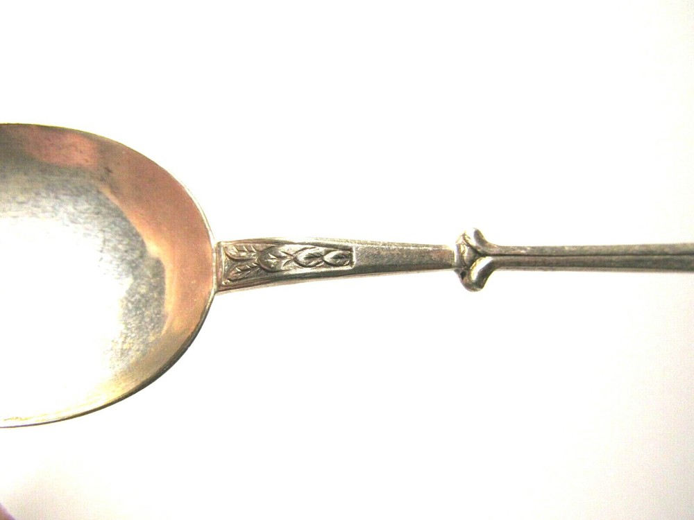 Vtg Collectible Souvenir Spoon Jerusalem Silver Scrolled Pattern Ceramic Inset