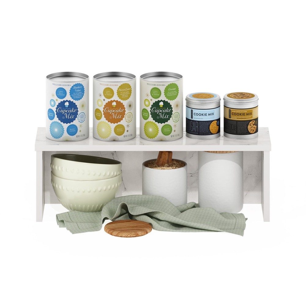 Helena 23-Inch Kitchen Counter Stackable Organizer Shelf Marble White
