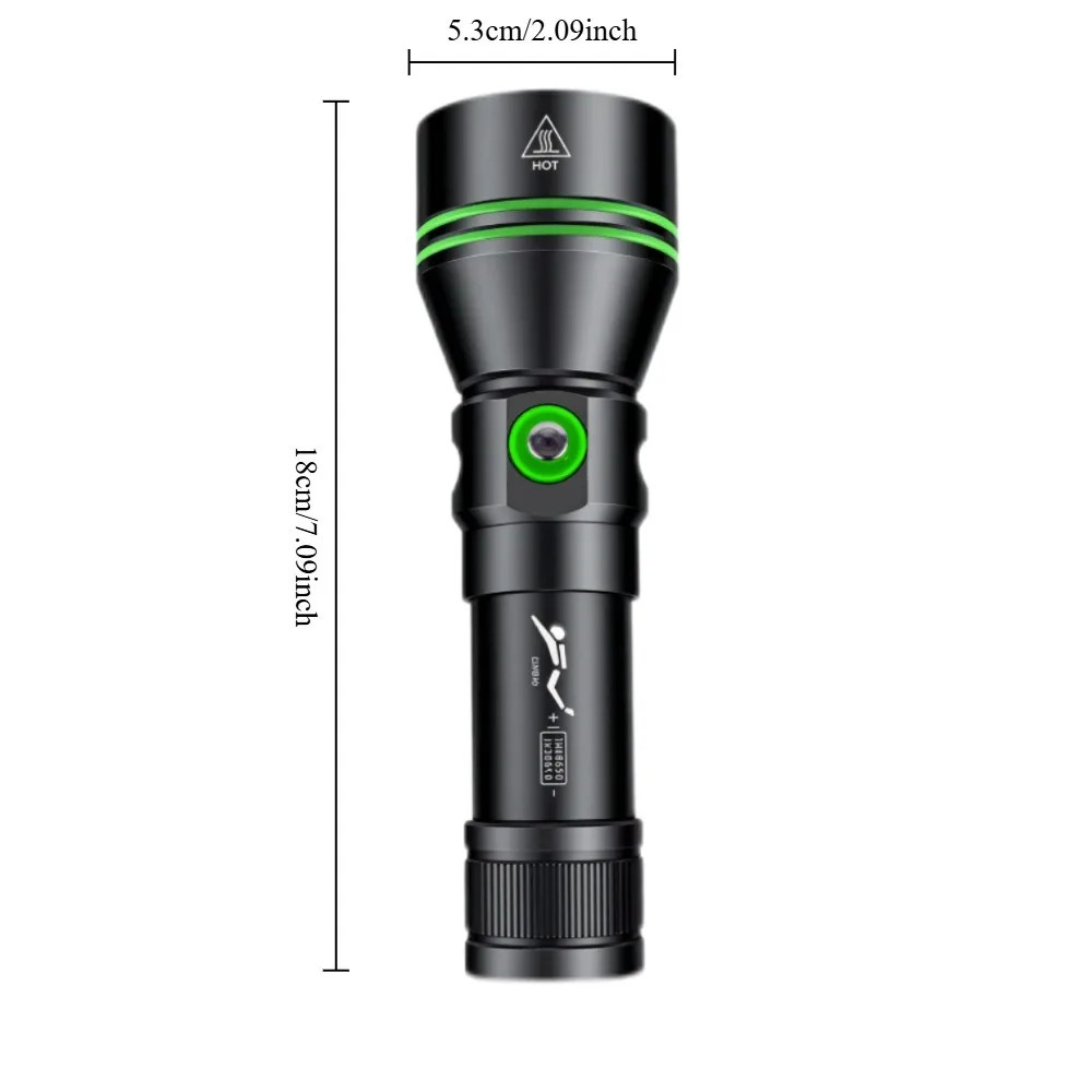 80M Underwater LED Diving Flashlight IPX8 Waterproof Scuba Dive Torch Light