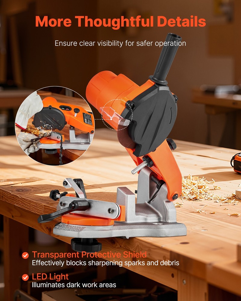 VEVOR Electric Chainsaw Sharpener 85W Saw Chain Sharpener with 2 Grinding Wheels
