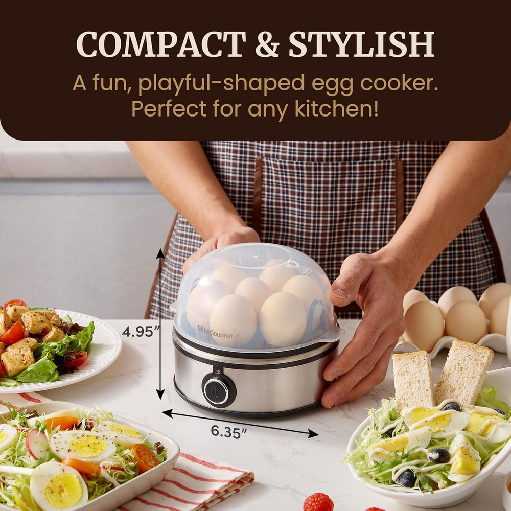 EGC855SS Easy Egg Cooker, 7-Egg Capacity, Soft, Medium, Hard-Boiled, Omelets, Po