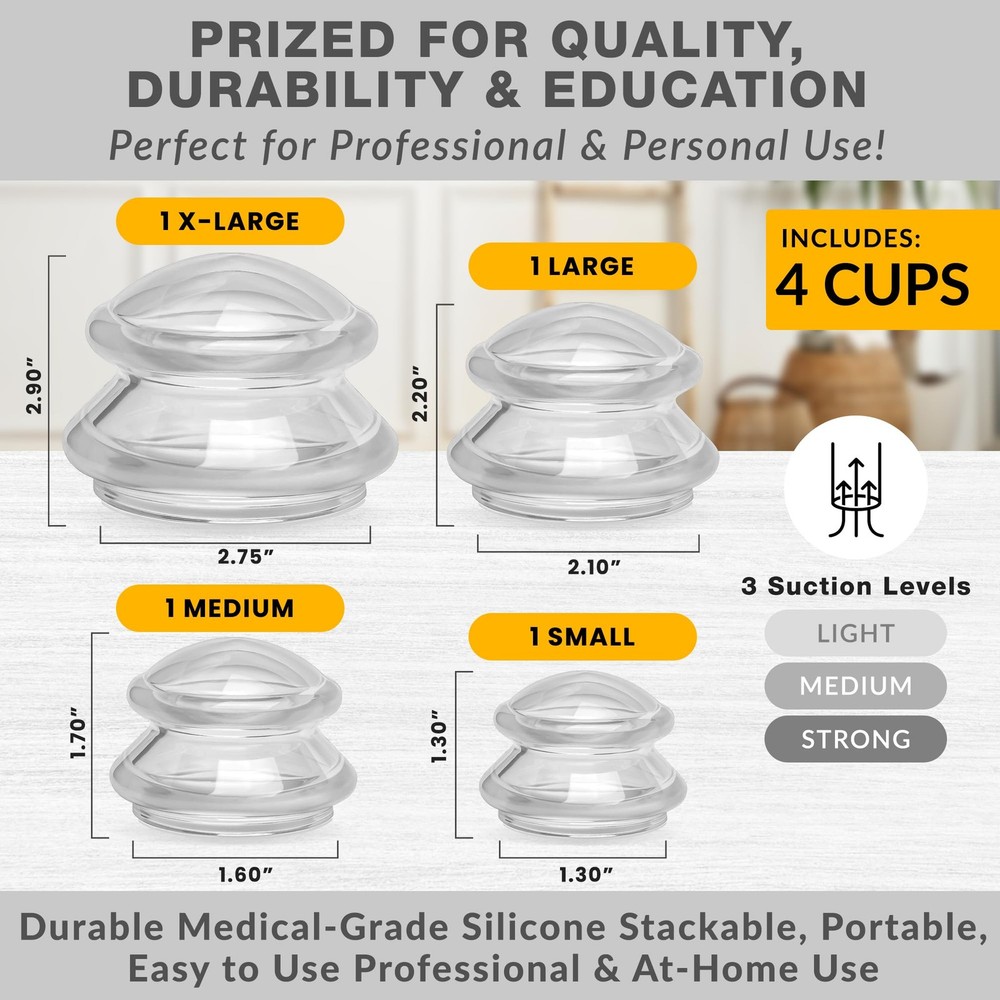 Lure Essentials Edge Silicone Cupping 4 Piece Assortment, Transparent Clear