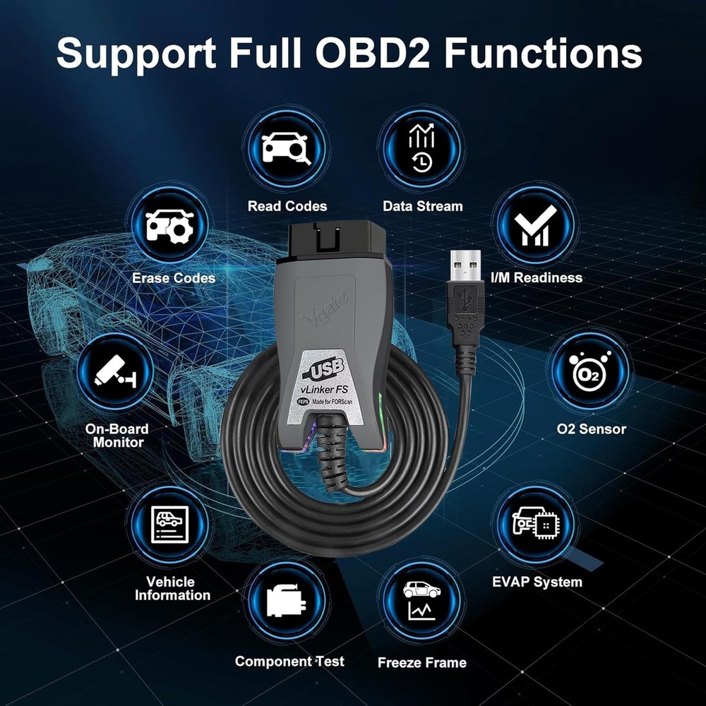 FS USB FORScan OBD2 Adapter for HS/MS-CAN Auto Switch Diagnostic Scanner Tool