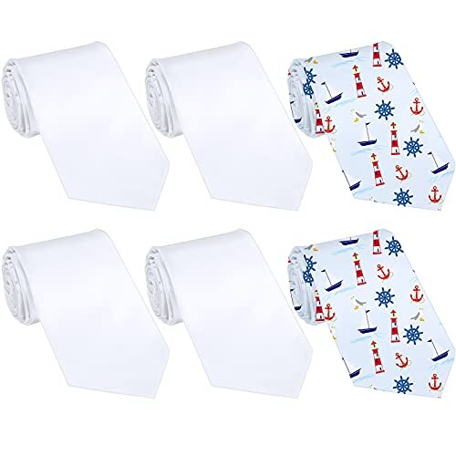 Geyoga Sublimation Blank Tie for Men Solid DIY Dye White Polyester Neckties 6