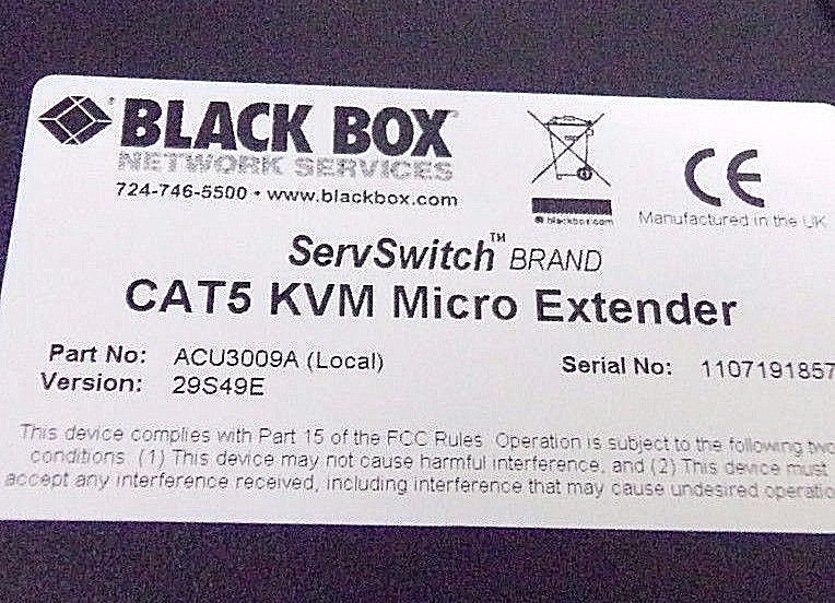 Black Box Cat5 KVM Micro Extender Local Module ACU3001A (ServSwitch)