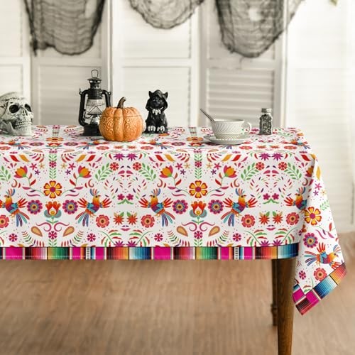 Mexico Tablecloth 60x140 Inch Rectangular, 60" x 140" (Rectangular) White