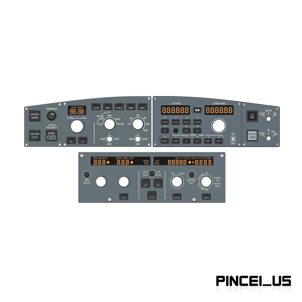 WINGFLEX A320 FCU CUBE + EFIS CUBE + RMP COMBO CUBE + Cube Stand for Flight Game