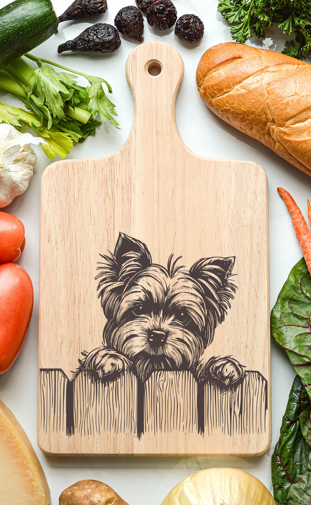 Yorkshire Terrier Yorkie Cutting Cheese Board
