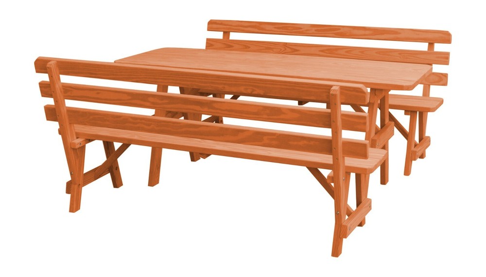 8 FT- PICNIC TABLE with BACKED BENCHES *UNFINISHED, STAIN & PAINT OPTIONS*
