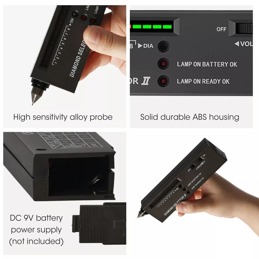 Diamond Tester Selector Illuminated Jewelry Gemstone Testing Tool Kit Battery