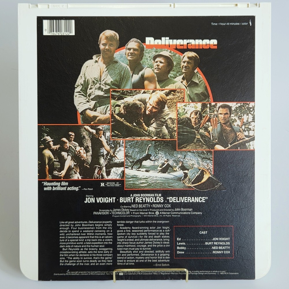 Deliverance CED Videodisc RCA SelectaVision EUC Jon Voight Burt Reynolds