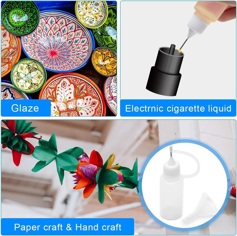 Adecco Precision Tip Applicator Bottle, Glue Bottles, 50 PCS White