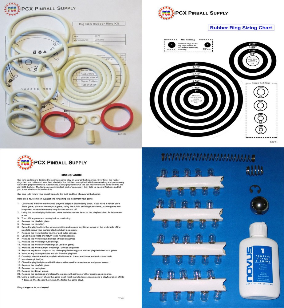 1975 Williams Big Ben Pinball Tune-up Kit - Includes Rubber Ring Kit!