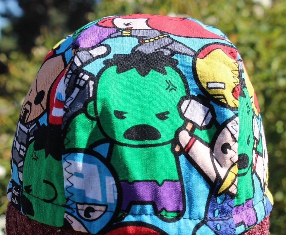 CYCLING CAP MARVEL COMIC 100% COTTON ONE SIZE HANDMADE