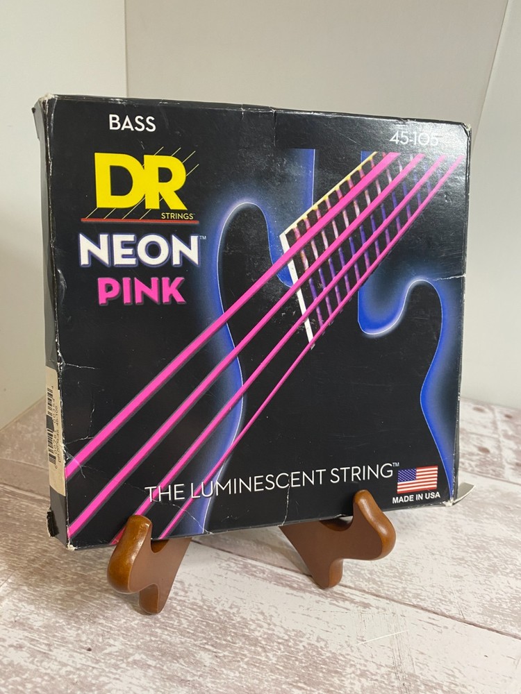 DR Strings Neon Hi-Def Pink Coated Bass Strings, 4-String Set (45 65 85 105),