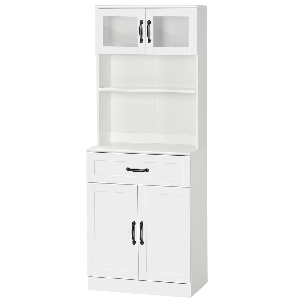Kitchen Storage Cabinet, Pantry Organizer with 4 Doors, White