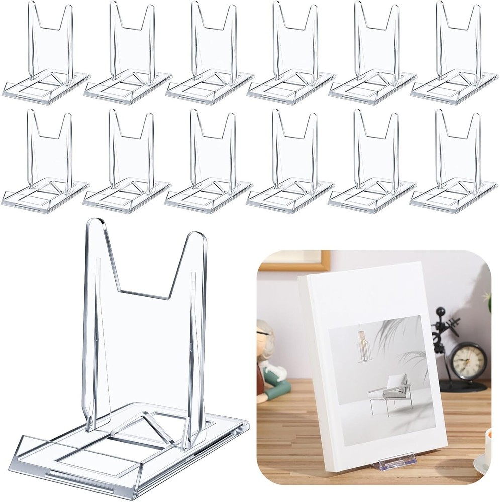 12 Pack Acrylic Book Stand for Display Adjustable Clear Book Display Holder Ease