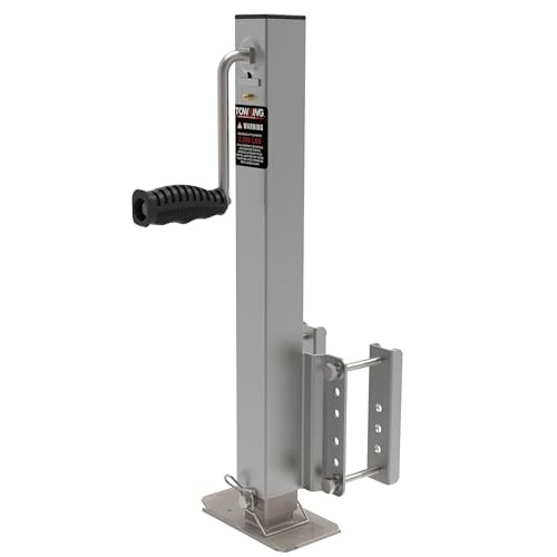 2,500 Lbs Heavy Duty Trailer Jack, Fixed Mount Jack w/Drop Leg, Silver