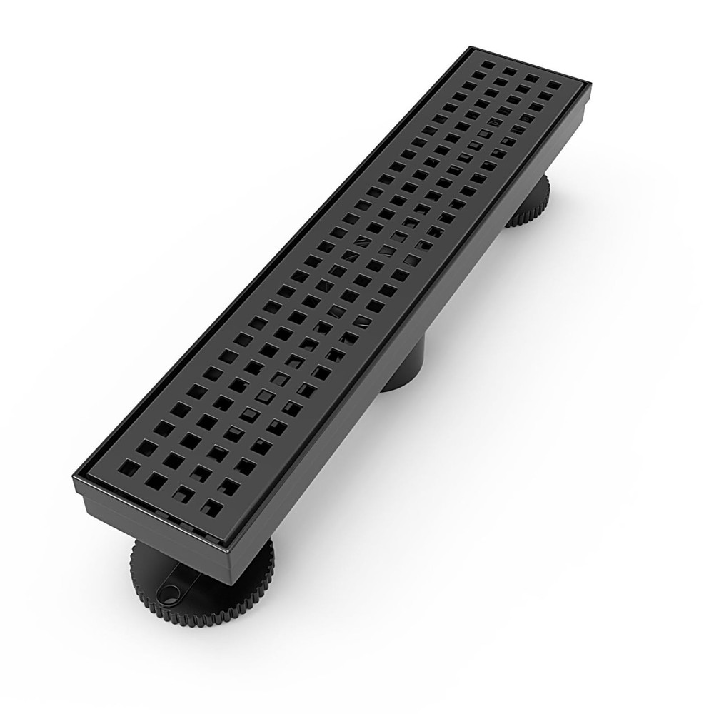 12 Inch Shower Linear Black Drain Rectangular Floor Drain with Accessories Squar