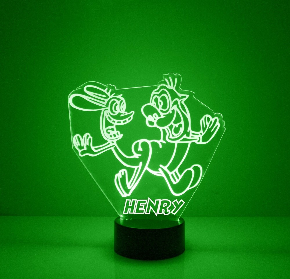 Ren & Stimpy Light Up, Personalized FREE, LED Night Light Lamp + Remote