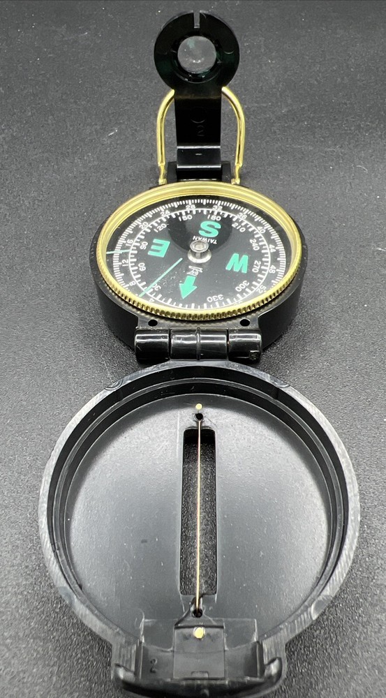 Vintage Engineer Directional Compass Black Plastic Compass Navigation Japan Glow