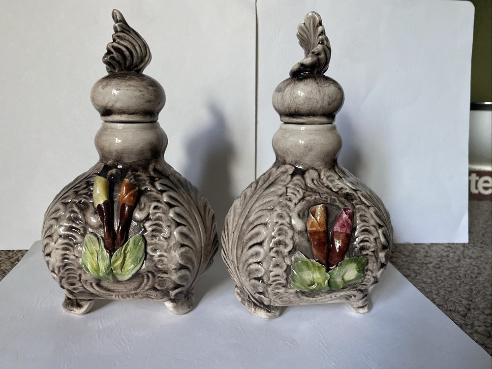 VINTAGE CAPODIMONTE SIGNED PERFUME BOTTLES With Stoppers