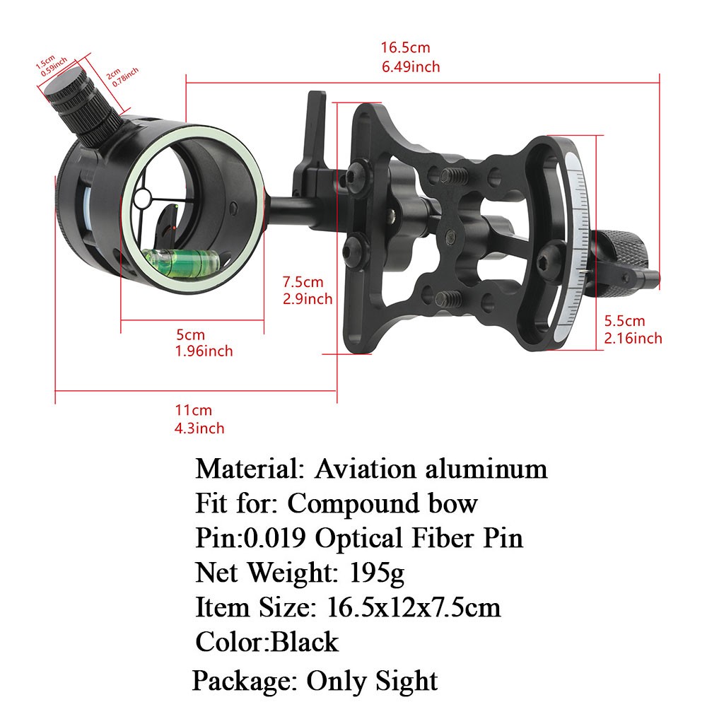 Compound Bow Sight Aviation Aluminum Adjustable Pointer Hunting Shooting Target