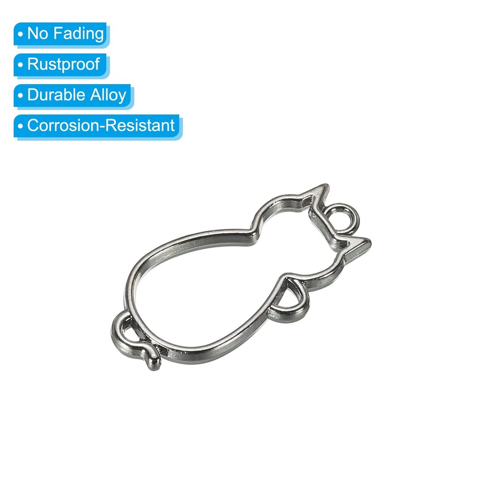 Open Alloy Rear Beast Pendants, 10pcs Cat Cable Size, Black #1