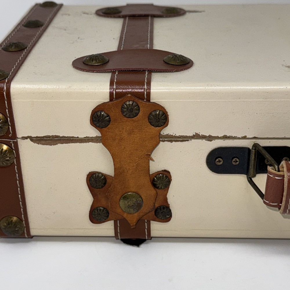 Vtg Wood Decorative Storage Trunk Box Suitcase Keepsake Chest Home Decor Rustic