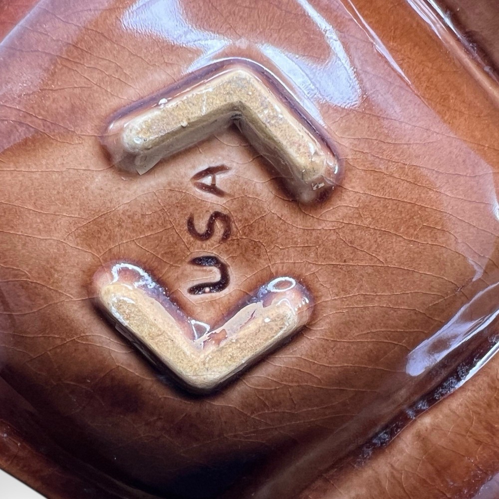 CA Pottery3552 Divided DISH Brown Tree Ring Sequoia Ware