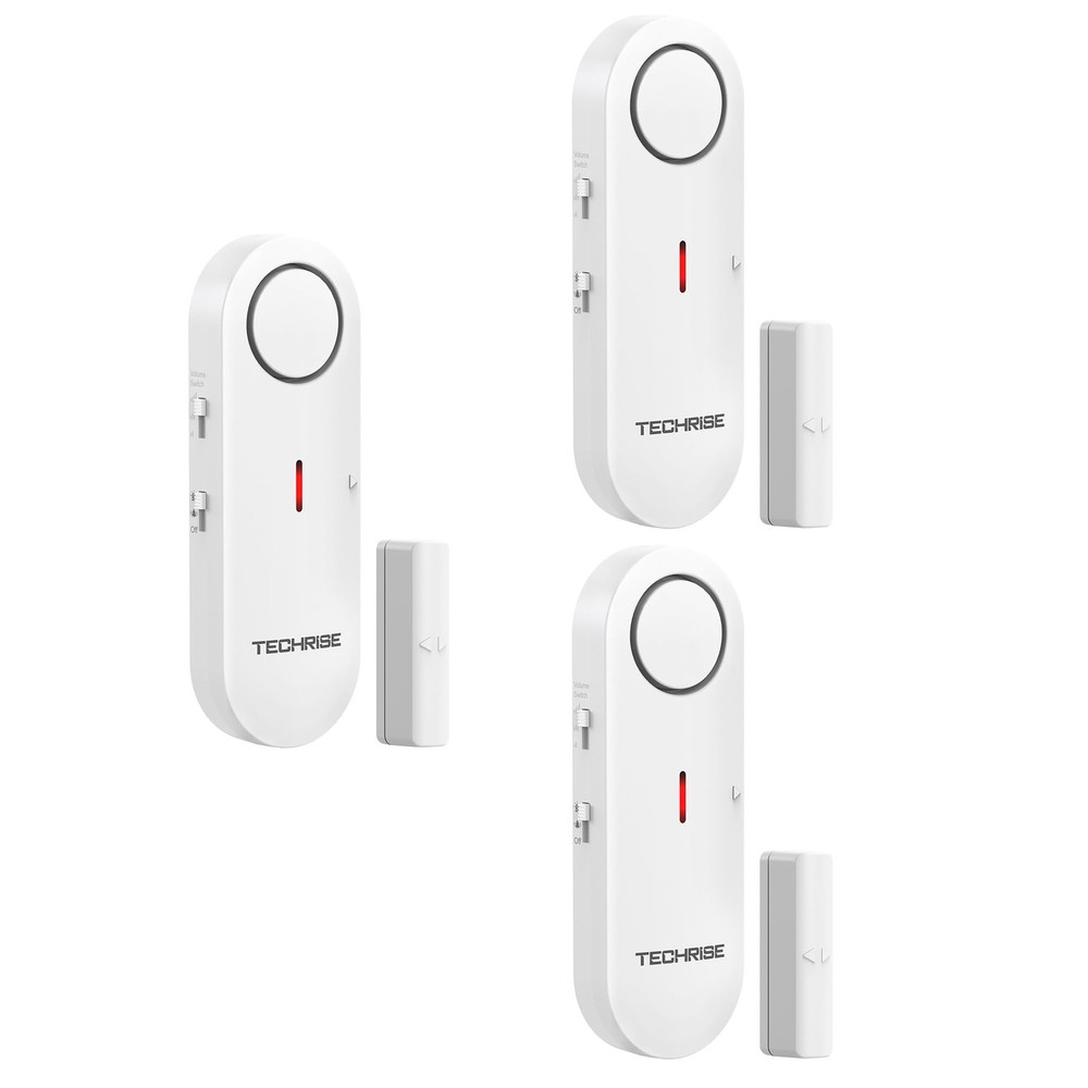 TechRise 2-in-1 Alarm & Chime, Easy-to-Install Door Sensor, White
