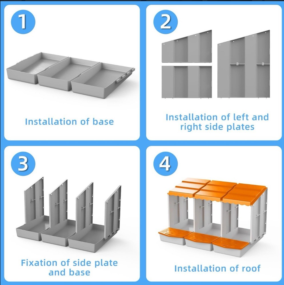 3 Compartment Roll Out Chicken Nesting Box with Plastic Basket Egg Nest Box
