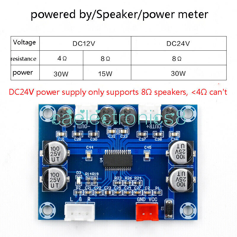 2*30W DC 12-24V Digital Power Amplifier Board 2 Channels Audio Module