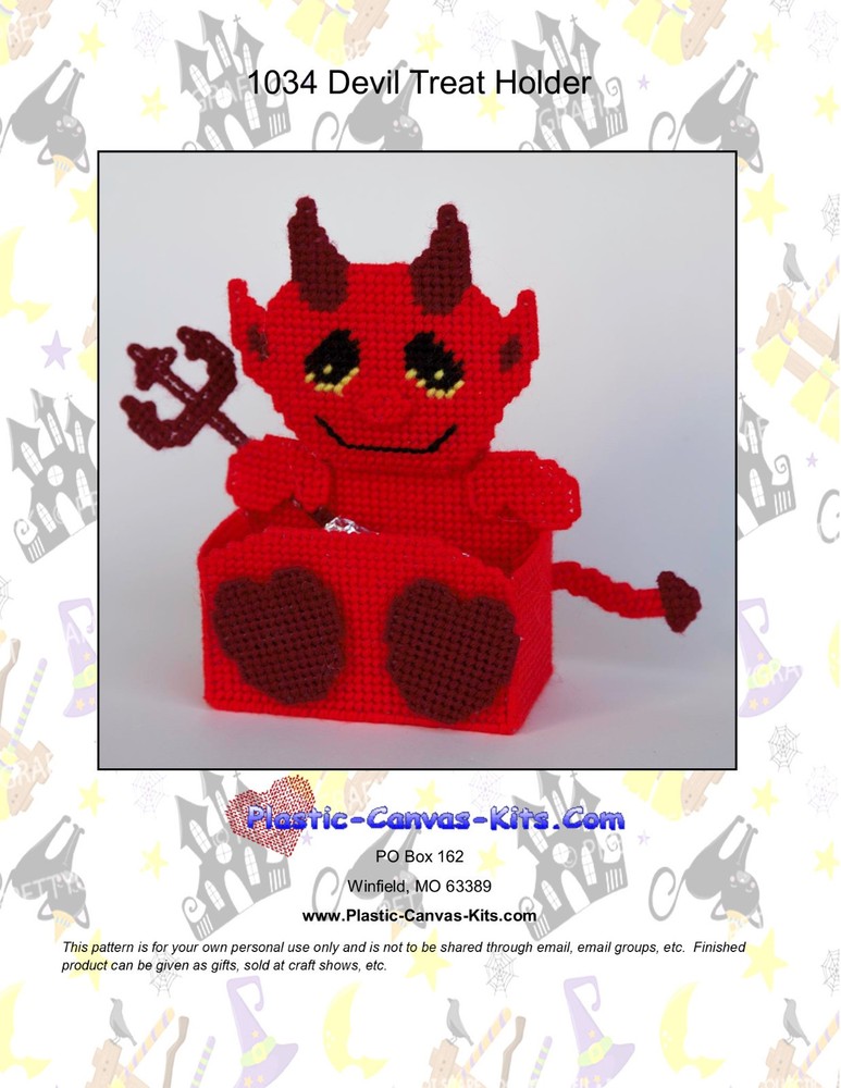 Devil Treat Holder-Halloween- Plastic Canvas Pattern or Kit