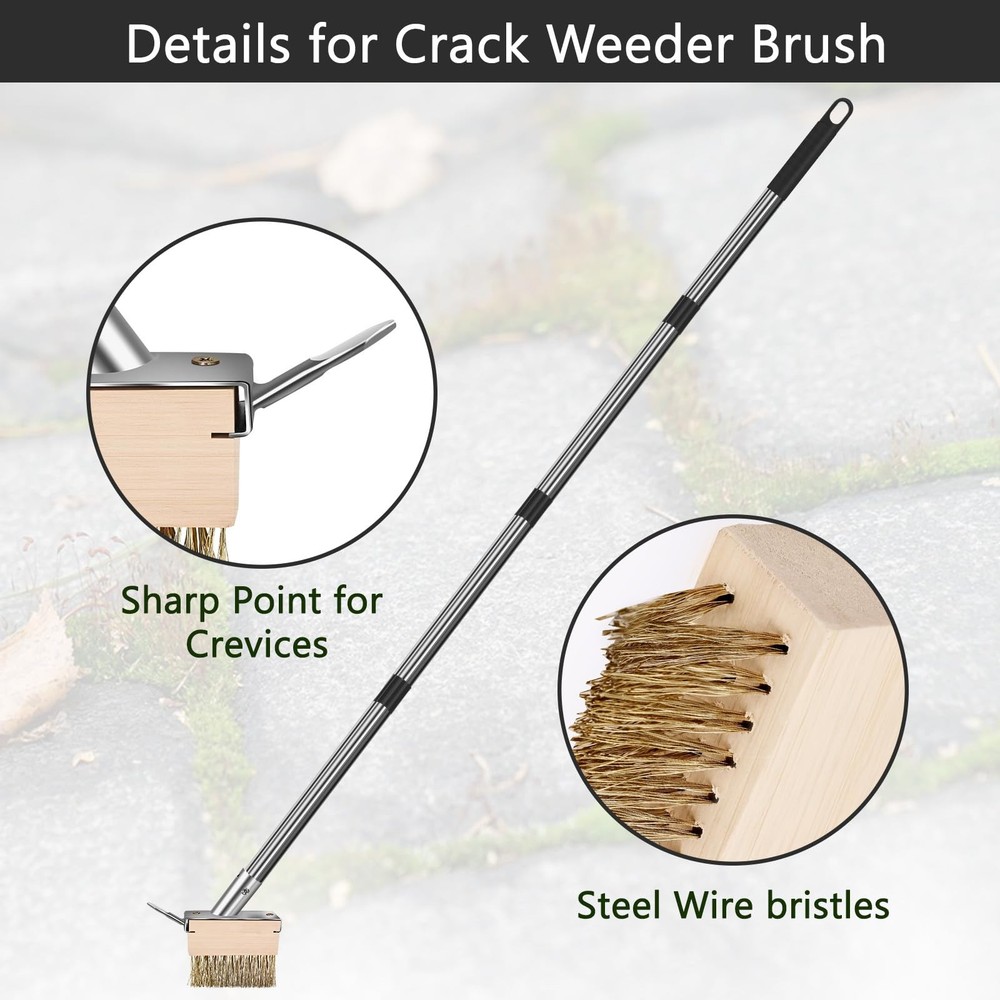 Crack Weeder Tool, Weed Puller Tool with 2 Heads&Scraping Hook, Paver Weeding...