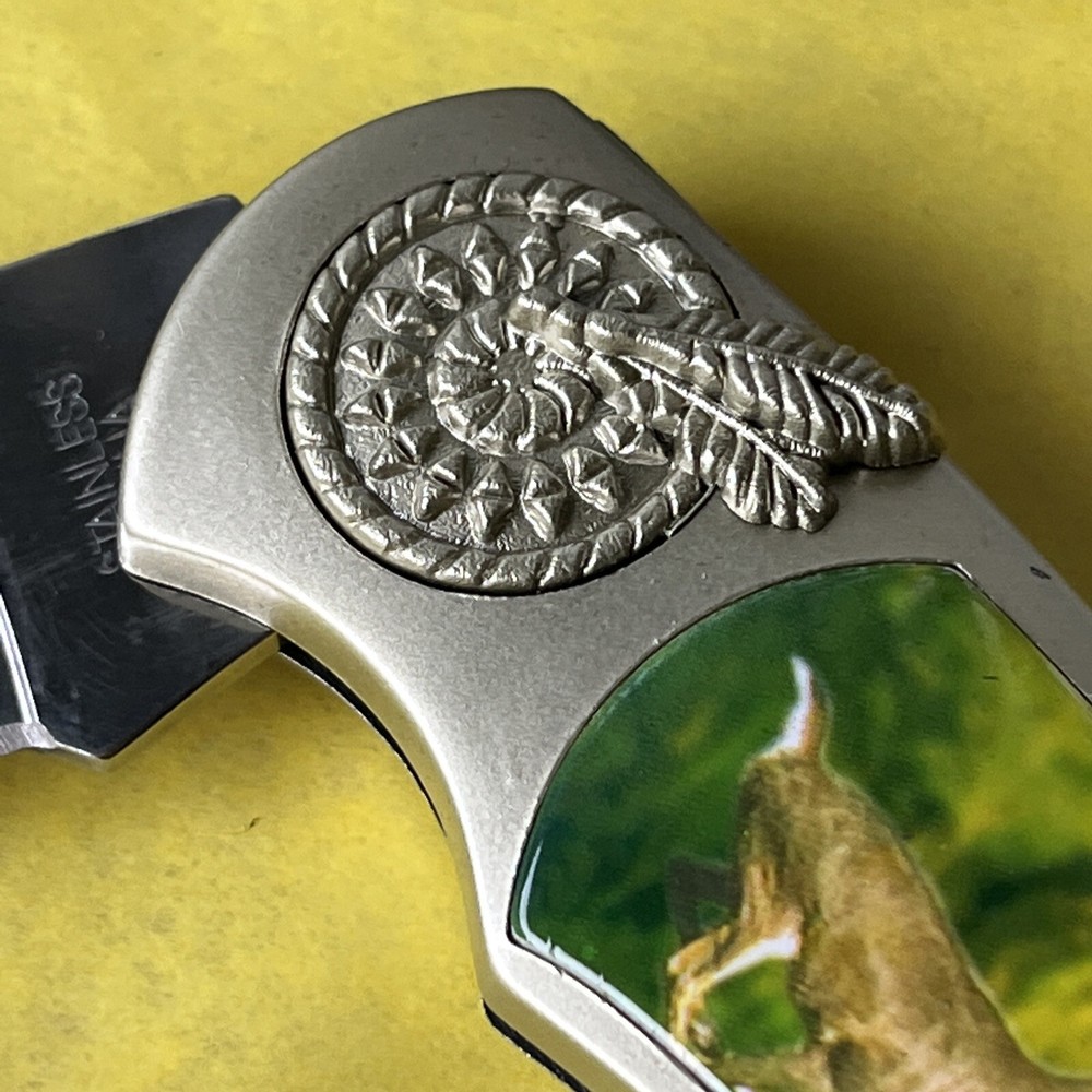 FOLDING POCKETKNIFE LOCKBACK (DEER THEME) in gift tin case (38a)