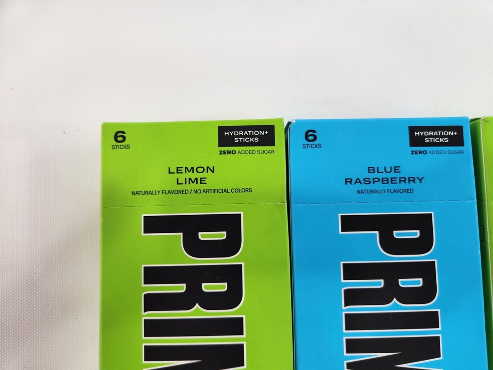 3 Packs Prime Hydration Drink Mix Blue Raspberry Lemon Lime Hydration Sticks
