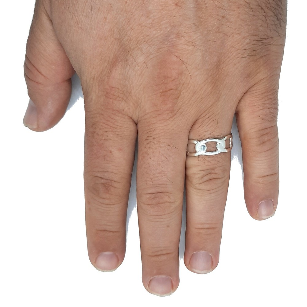 Handmade Sterling Silver Ring Chain Band Genuine Solid Stamped 925