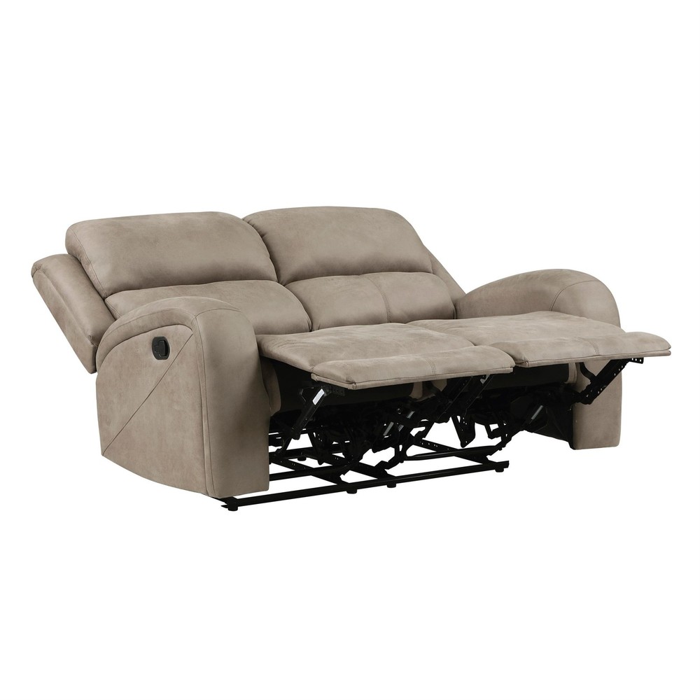 Patsy 62 Inch Manual Double Recliner Loveseat- Tufted Brown Microfiber