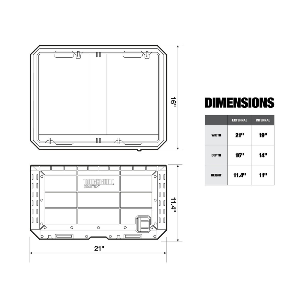 ToughBuilt StackTech Tool Crate with Auto-Locking Interface & Large Capacity