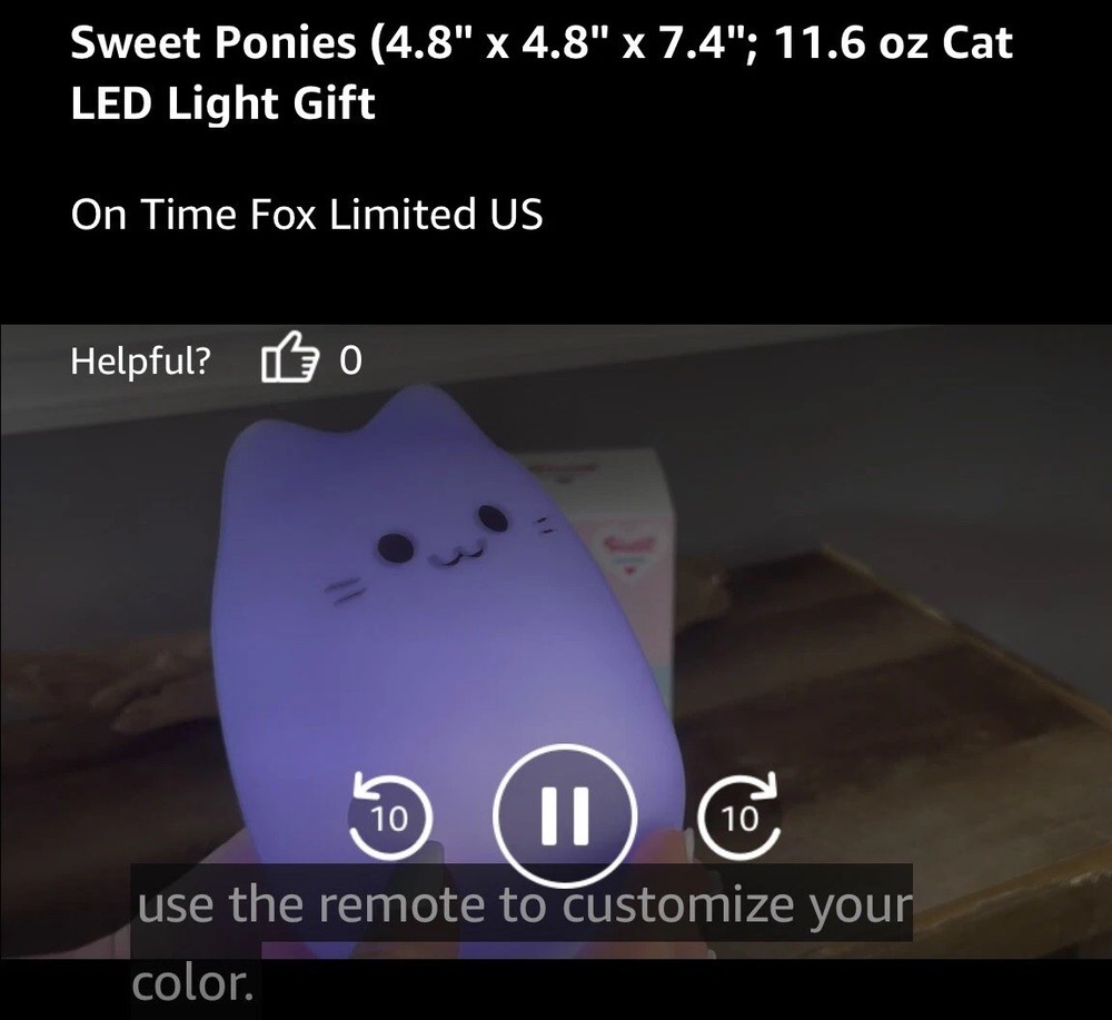 Cat Night Light Or Table Lamp Changes Color Remote Control By Sweet Ponies