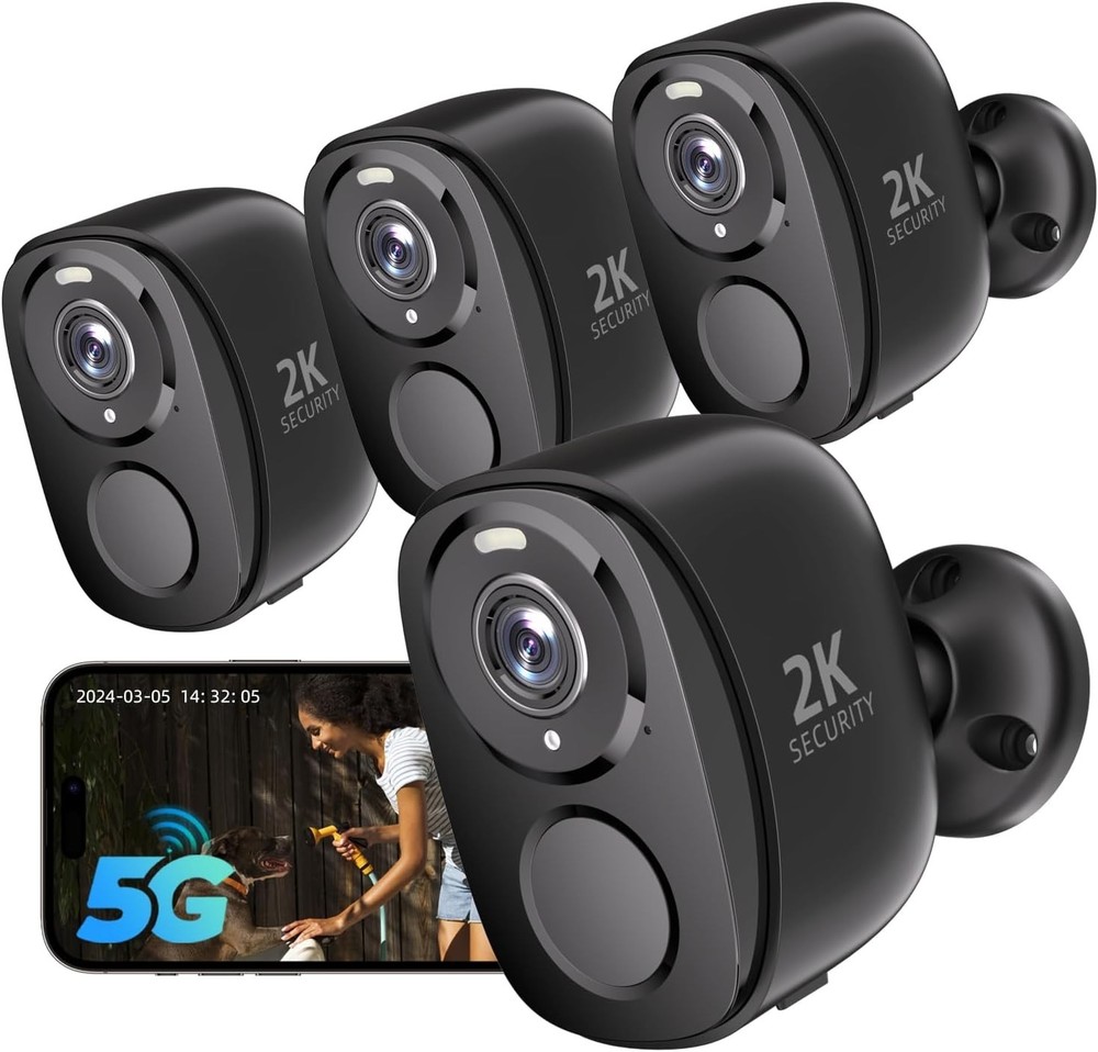 4Pack Rraycom Security Cameras Wireless Outdoor 2K Battery Powered WiFi Security
