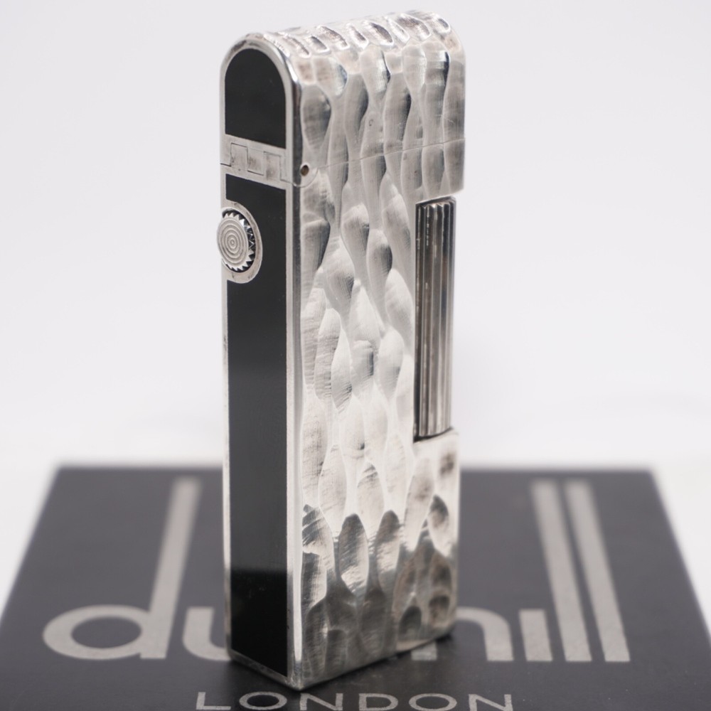 Dunhill Rollagas Lacquer Dome Lighter Silver plated with Black Lacquer_Working